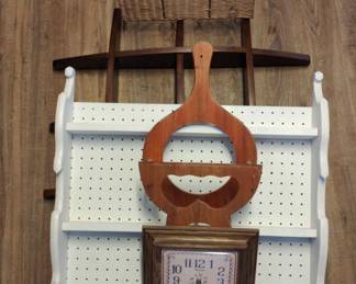 Assorted Wall Shelves And Wall Clock
