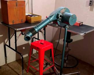  03 2 Dog Grooming Tables 36x24  32x20, Hair Blower, Assortment Of Clippers, Scissors, Chair,  More
