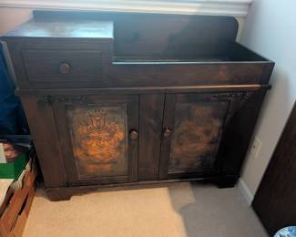 Antique Dry Sink with copper doors.