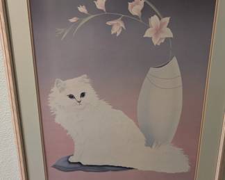 1980s Vintage Andy Mack Carlos Rios Style Art Print WHITE CAT