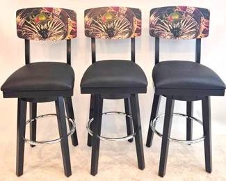 2084 - 3 Matching ECI Swivel Barstools 47 x 19 x 19 seat height 29