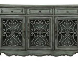 67 - Coast to Coast Hood Green Grey Credenza 3 Drawer, 3 Door 36 x 60 x 11.75