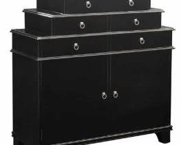 81 - Revelation by Uttermost Apothecary Chest black w/ antiqued nickel hardware 46 x 48 x 18
