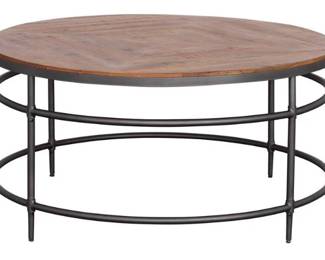 87 - Nalani Industrial Iron & Wood Cocktail Table 18.25 x 38