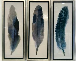 1316 - 3 Uttermost Framed Wall Art 39x15 some scratches on frames