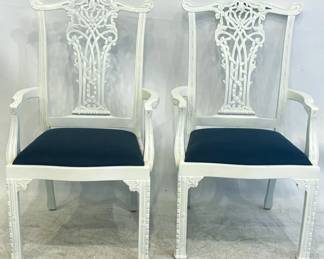 1210 - Pair Alden Parkes Arm Chairs 43x26x21 one has crack in back
