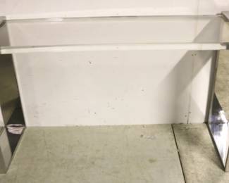 124 - Modern History plexi slab console silver finish 32 x 63 x 19