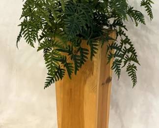 1277 - Tall Wood Vase w/ Faux Greenery 46"