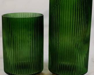 881 - 2 Green Vases 10"