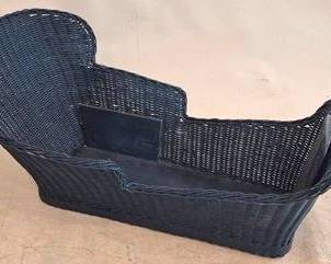 2098 - Blue Wicker Baby Bed 16 x 40 x 21