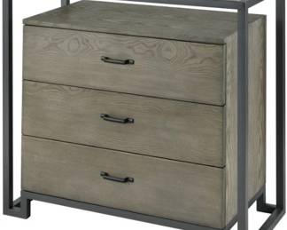 746 - Elk Home Mezzanine 3 Drawer Chest, Glass Top 34" x 34" x 16"