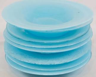 1083 - 8 Blue Glass Bowls 6.5"