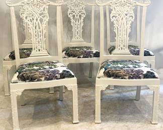 1214 - 5 Alden Parkes Chinoiserie Chippendale Chairs 43x21x20