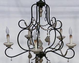 1124 - Hanging Chandelier 30" Tall You are buying a used as-is electric/electronic item. We do not guarantee all components are present, and if it is not expressly stated, it is untested.