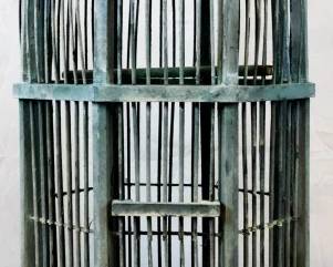 527 - Wooden Birdcage - 35" Tall