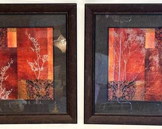 1168 - Pair Framed Art 38x38