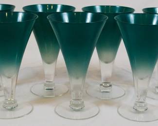 930 - 7 Green Glass Stems 7"