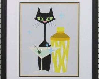 9043 - CAT AND MARTINI PRINT 18.75 X 21.75