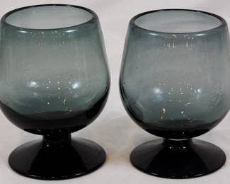 1042 - 2 Blue Glass Stems 5.5"