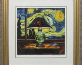 9057 - STAINED GLASS LAMP II LIMITED EDITION GICLEE 24.25 X 24.75