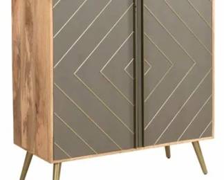 2086 - Coast to Coast 2 Door Bar Cabinet Natural & Cement Gray 39 x 34 x 16