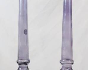 820 - 2 Purple Glass Candlesticks - 34" Tall
