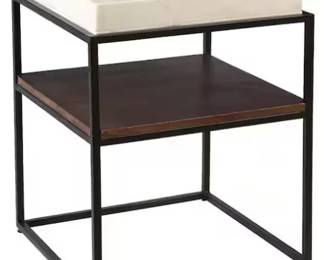 41 - Coast to Coast Tray Top Accent Table Peabody Walnut Brown and White 23 x 18 x 18