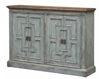 58 - Coast to Coast Haversham 4 Door Credenza Aged Blue 40 x 56 x 16