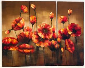 1167 - Floral Triptych Art, each panel 47x20