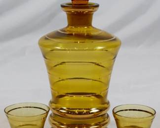 829 - Vintage Decanter and 2 Glasses 8.5"