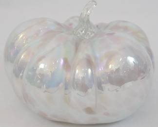 701 - Iridescent Glass Pumpkin - 6" Tall