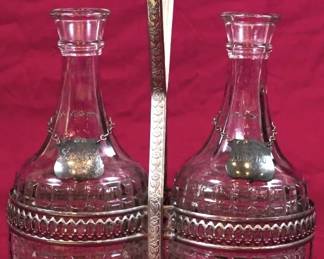 1326 - 2 Glass Bottles with Holder 12"