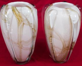 1354 - Pair of Art Glass Vases 11"