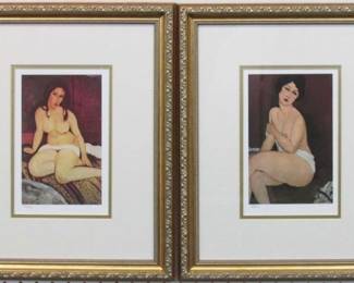 9044 - 2 SITTING NUDES L.E. PRINTS BY MODIGLIANI 14 X 17
