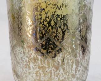 723 - Iridescent Vase w / Candle - 9" Tall