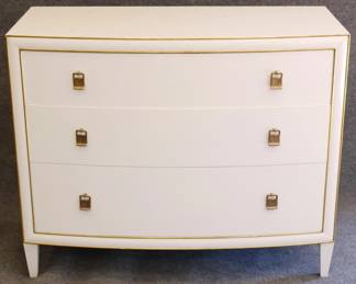 771 - Alden Parkes Tiffany curved front 3 drawer chest Tiffany white 36 x 44 x 21