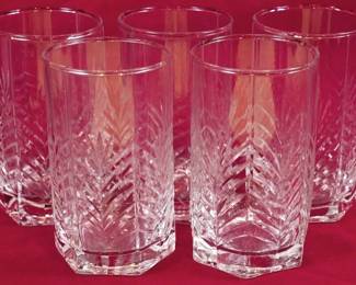 1332 - 5 Pressed Glass Tumblers 4.5"