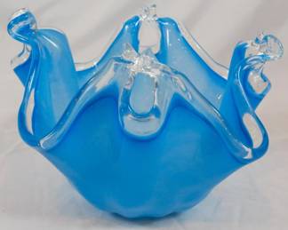 1045 - Murano Blue Glass Bowl 8x11"