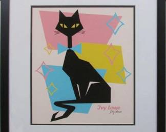 9034 - PRISSY CAT PINK LTD ED SIGNED GICLEE BY IVY LOWE 19.25 X 21.25