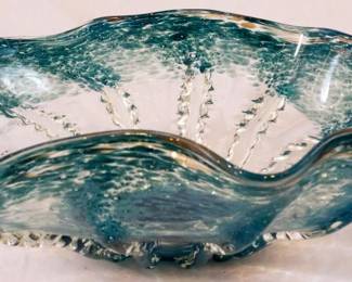 794 - Blue Art Glass Bowl - 5" x 17" x 10.5"