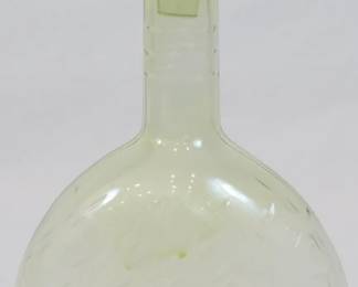 686 - Green Glass Decanter - 11" Tall