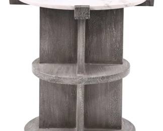 1315 - Treasure Trove Kyla Wood Chairside Table w/ Marble 21 x 20
