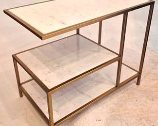 2092 - Alden Parkes Brass & Marble Stand 21 x 15 x 26