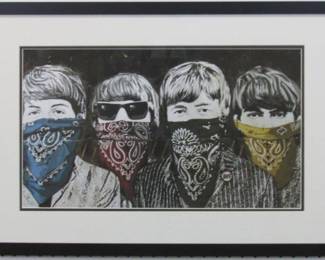 9049 - BEATLES BANDANA BY GRAFFITI ARTIST BANKSY 29.25 X 20