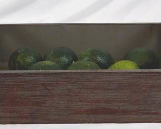 864 - Wood Tray w/ Faux Fruit 5x16x10