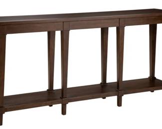 752 - Alden Parkes Jordan console in dark mahogany see rub spot in photo 34" x 74" x 14"