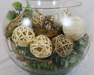 932 - Decorative Glass Vase with Contents 11"