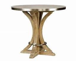133 - Alden Parkes Suffolk bar table, stainless steel Scratches in stainless steel top 42 x 47
