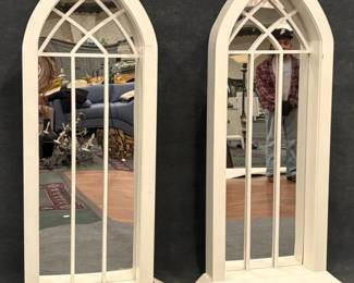 1096 - 2 Tall Arched Mirrors 80" Base on one needs to be reglued
