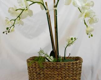 1038 - Faux Orchid in Wicker Planter 26"